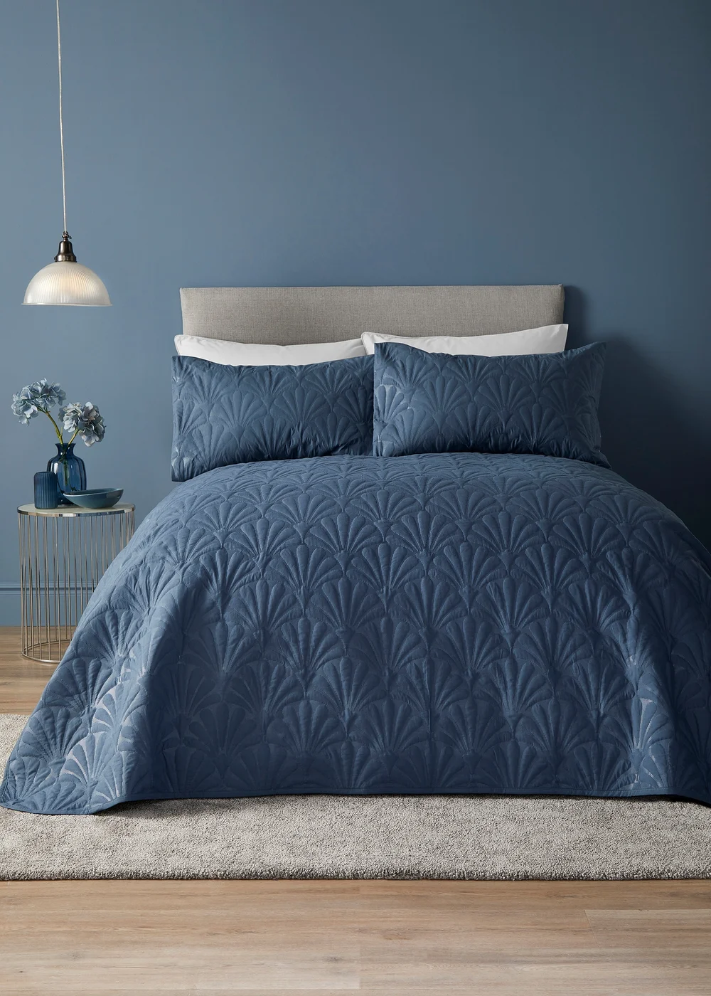Serene Cavali Dark Blue Pinsonic Bedspread - 200 x 230cm Image 1