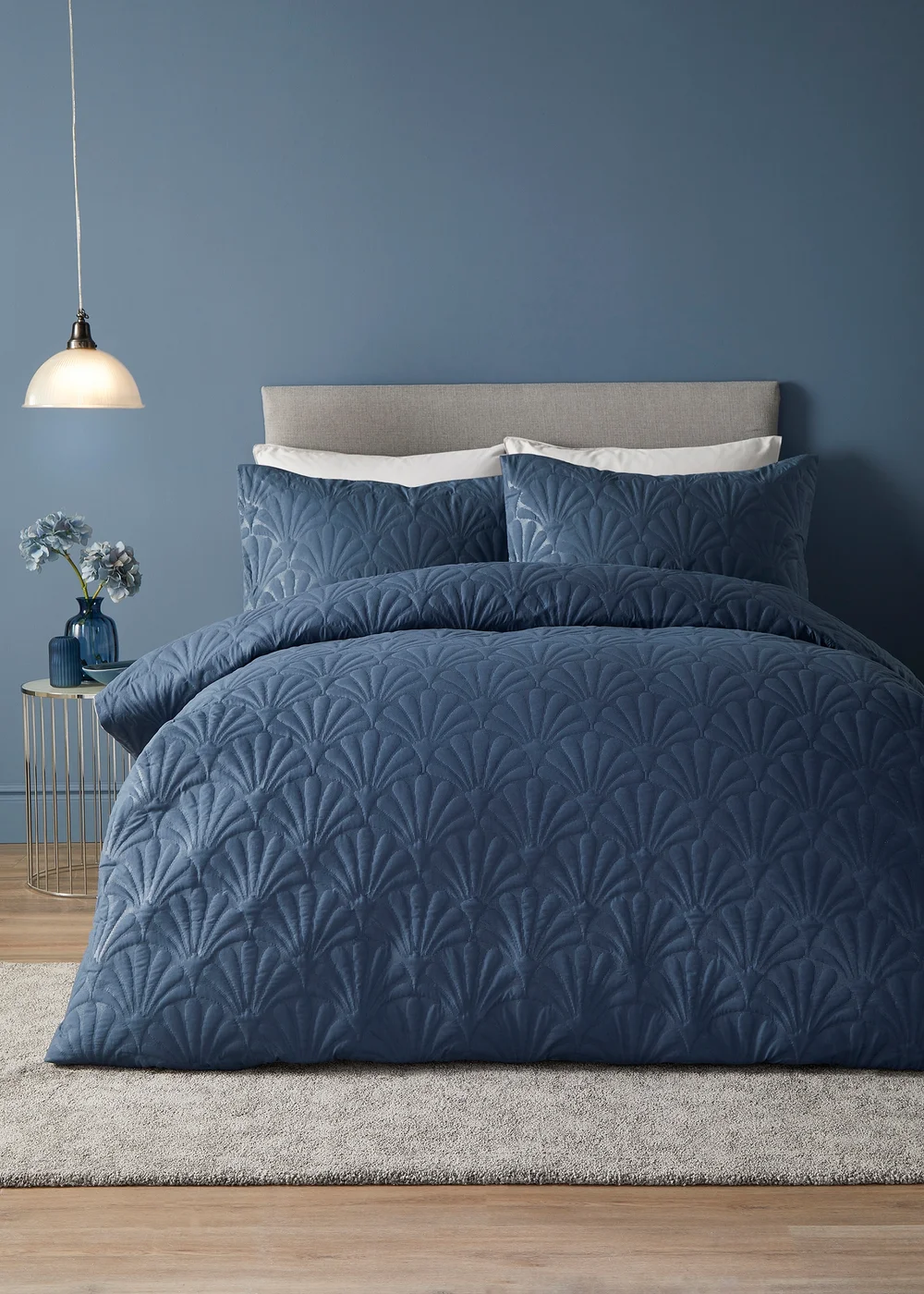 Serene Cavali Dark Blue Pinsonic Duvet Cover Set - Single Image 1