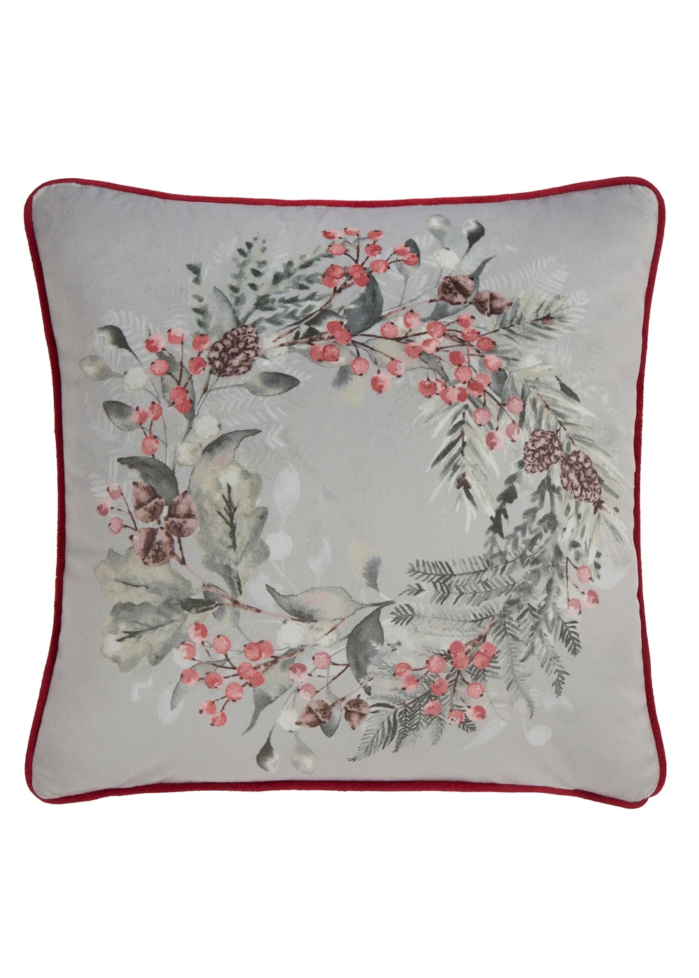 Dreams & Drapes Lodge Winter Sprigs Christmas Green Velvet Filled Cushion (43cm x 43cm) - 43W X 43D Image 2