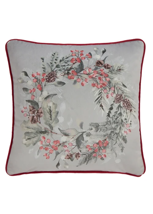 Dreams & Drapes Lodge Winter Sprigs Christmas Green Velvet Filled Cushion (43cm x 43cm) - 43W X 43D Image 2