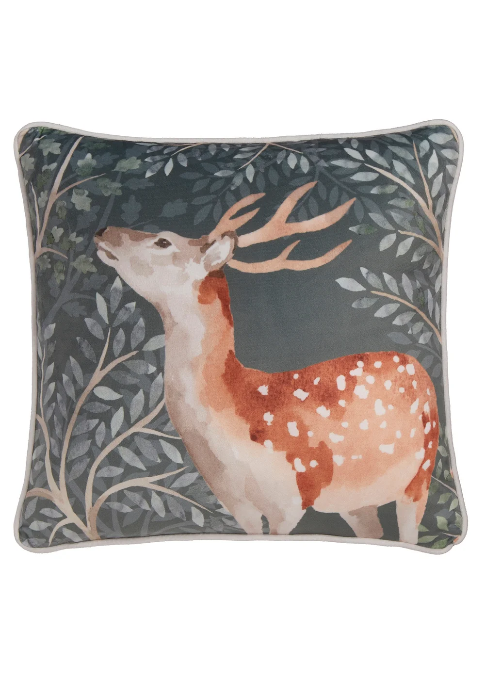 Dreams & Drapes Lodge Forest Animals Christmas Green Filled Cushion (43cm x 43cm) - 43W X 43D Image 2