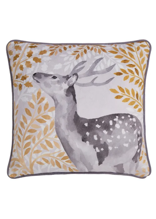 Dreams & Drapes Lodge Forest Animals Christmas Grey Filled Cushion (43cm x 43cm) - 43W X 43D Image 2