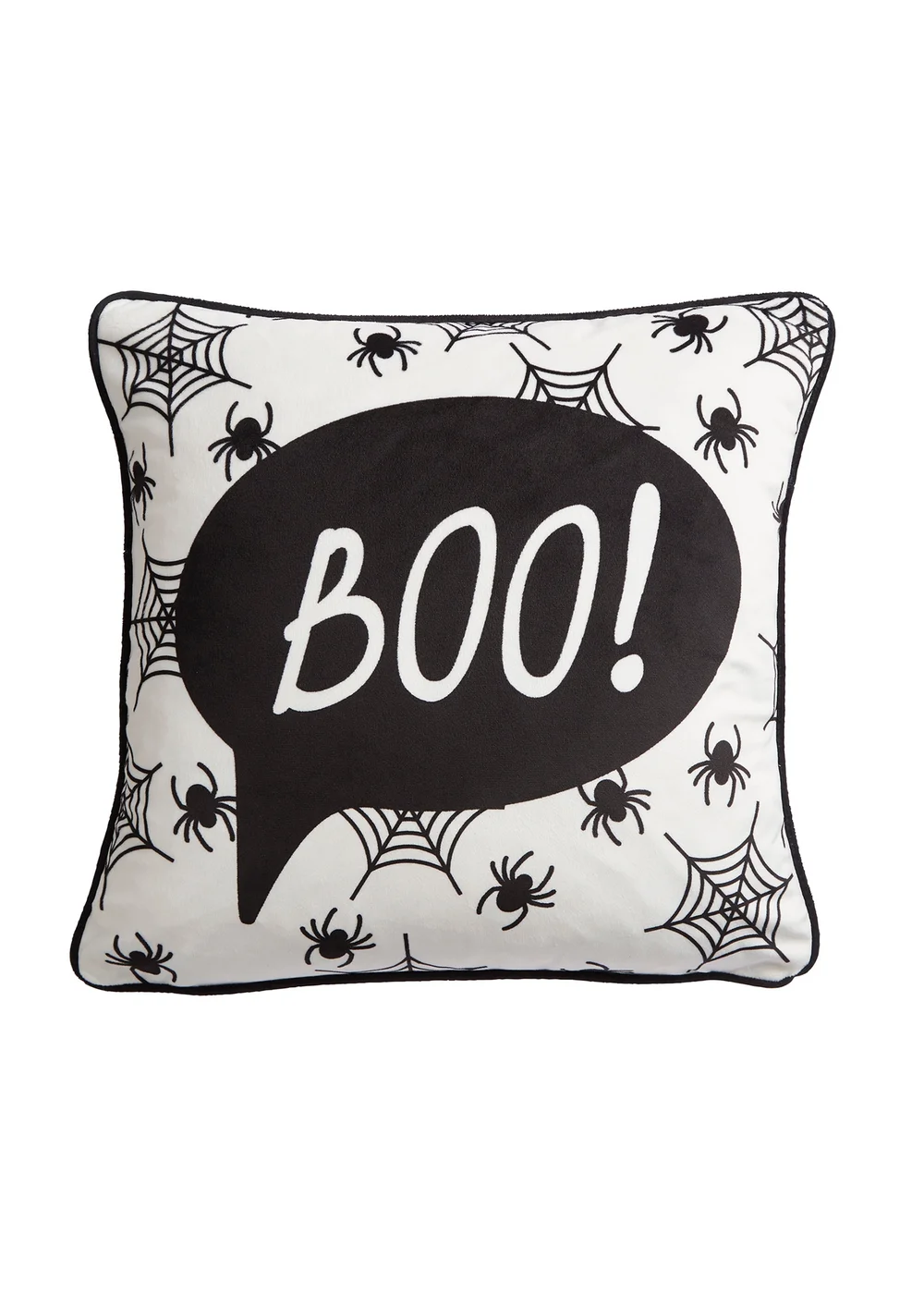 Bedlam Boo Halloween Black Velvet Filled Cushion (43cm x 43cm) - 43W X 43D Image 2