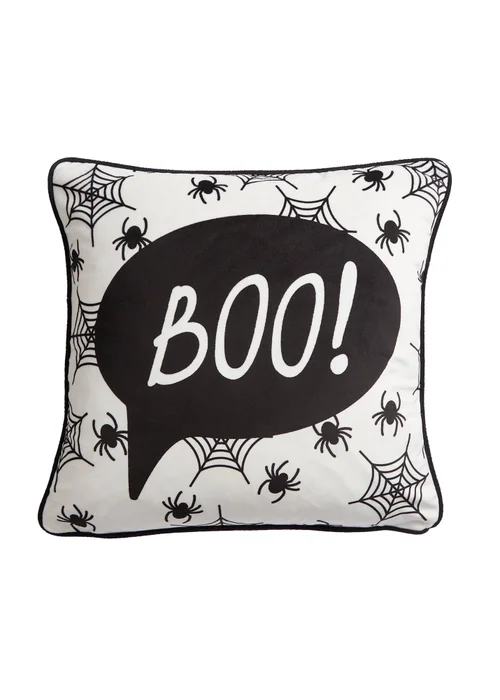 Bedlam Boo Halloween Black Velvet Filled Cushion (43cm x 43cm) - 43W X 43D Image 2