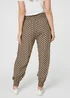 Izabel London Khaki Mosaic Print High Waist Harem Trousers - 18 Image 2