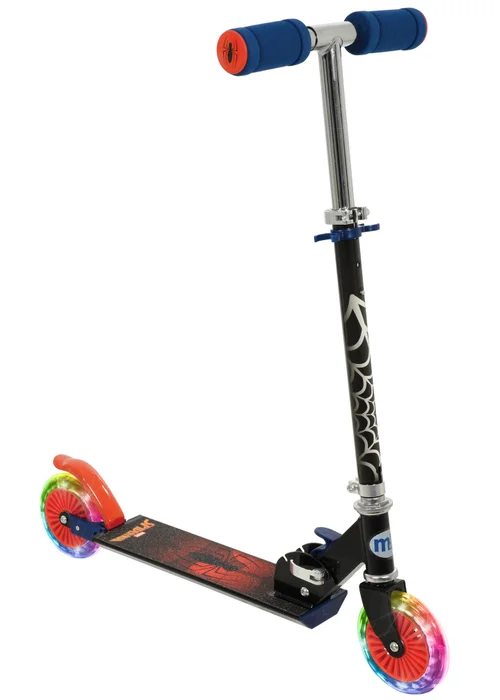 Spiderman Folding Inline Scooter with Light Up Wheels - One Size Image 1