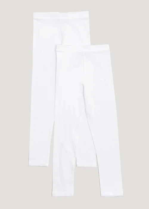 2 Pack Girls White Leggings (7-15yrs) - Age 7 Years Image 1