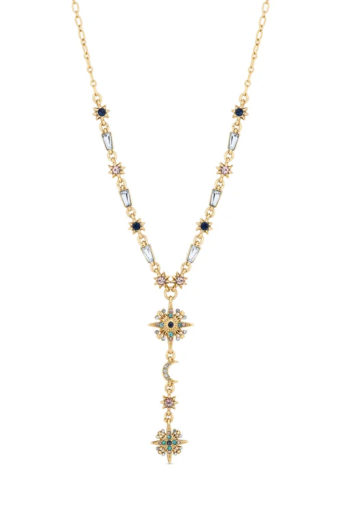 Mood Gold Plated Multi Coloured Fine Celestial Y Necklace - One Size Image 1
