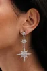 Mood Silver Crystal Moon And Star Statement Drop Earrings - One Size Image 2