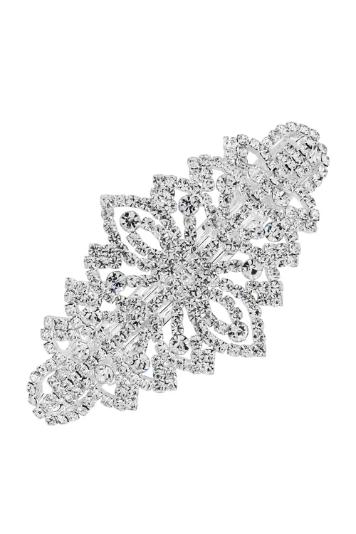 Mood Silver Crystal Ornate Hair Clip - One Size Image 1