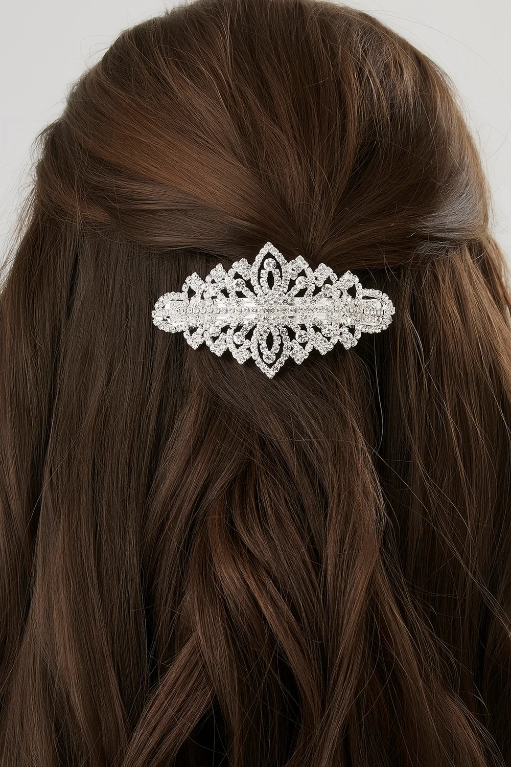 Mood Silver Crystal Ornate Hair Clip - One Size Image 2