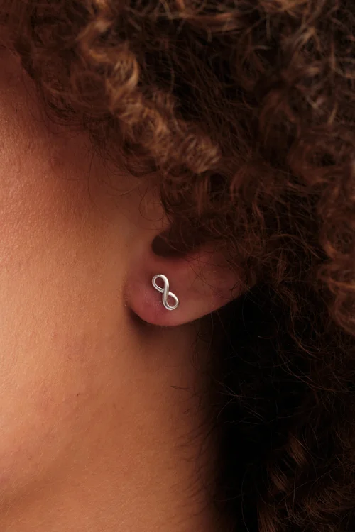 Simply Silver Sterling Silver 925 Mini Infinity Stud Earrings - One Size Image 2