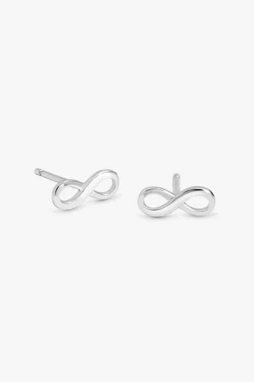 Simply Silver Sterling Silver 925 Mini Infinity Stud Earrings - One Size Image 1