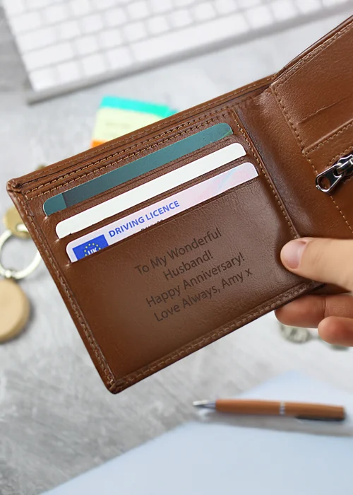 Personalised Memento Company Tan Leather Wallet - One Size Image 2
