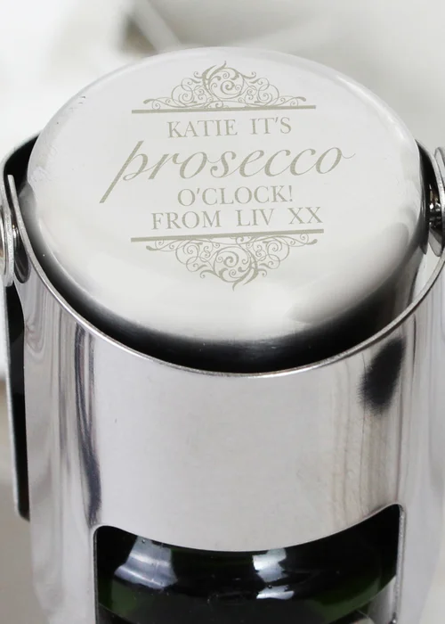 Personalised Memento Company Silver Prosecco Bottle Stopper - One Size Image 2