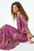 Roman Fuchsia Paisley Print Boho Maxi Dress - Size 16 Image 3