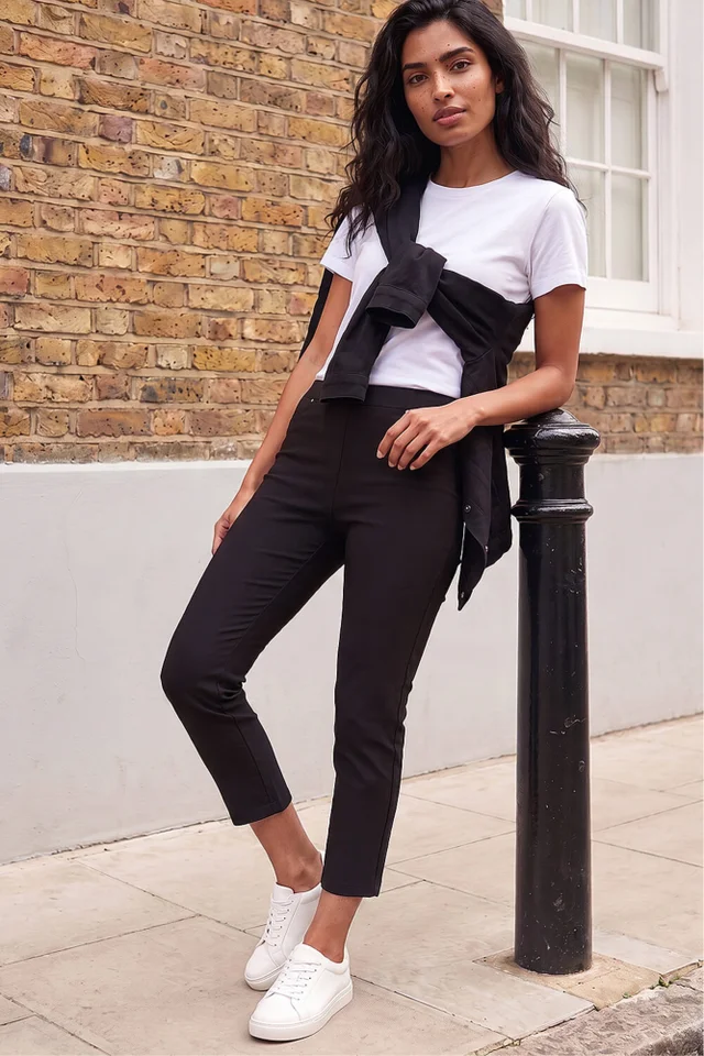 Roman Black Elastic Waist Stretch Jean Trouser