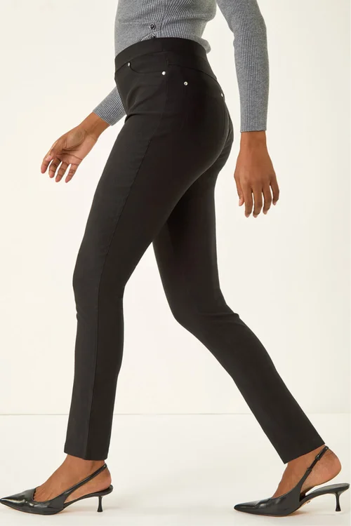 Roman Black Elastic Waist Stretch Jean Trouser - 12 Image 3