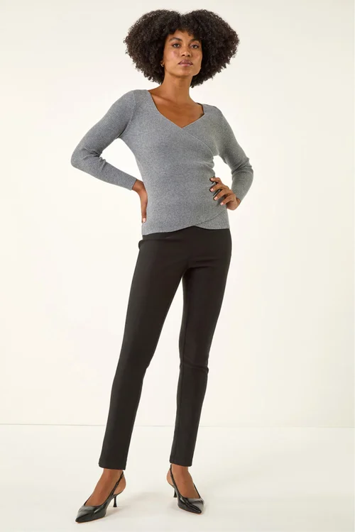 Roman Black Elastic Waist Stretch Jean Trouser - 12 Image 2