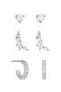 Simply Silver Sterling Silver 925 Cubic Zirconia Climber Earrings (Pack of 3) - One Size Image 1