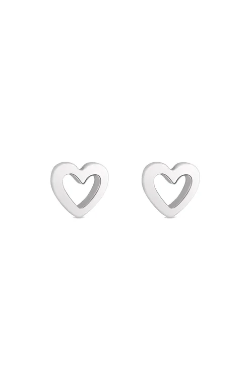 Simply Silver Sterling Silver 925 Open Heart Stud Earrings - One Size Image 1