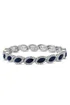 Jon Richard Silver Plated Blue Crystal Navette Stretch Bracelet - One Size Image 1