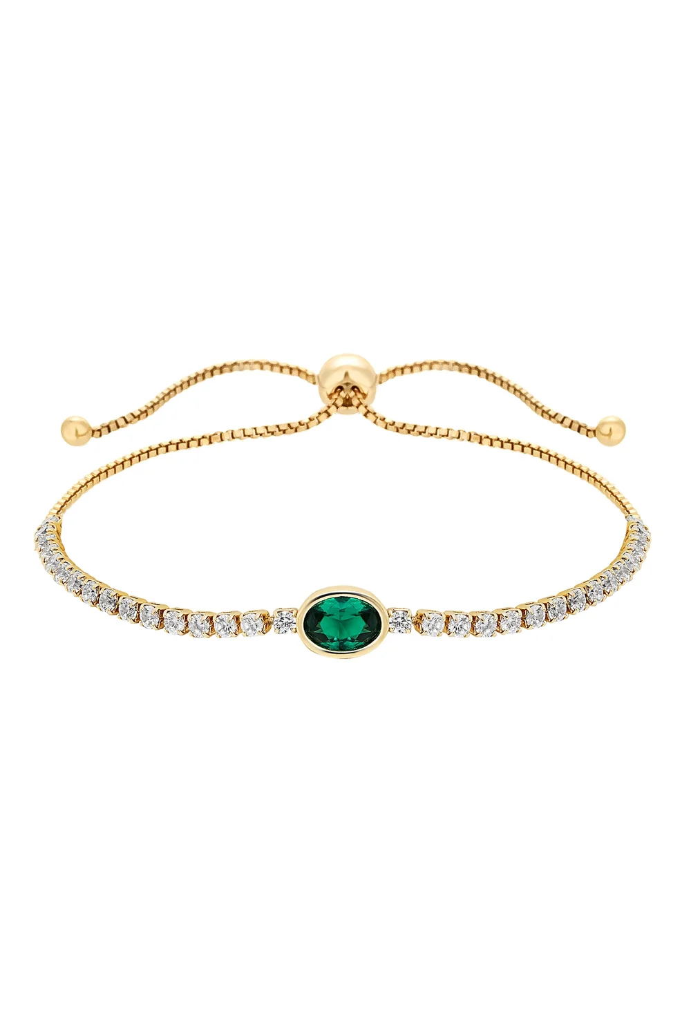 Jon Richard Gold Plate Cubic Zirconia Green Stone Toggle Bracelet - One Size Image 1