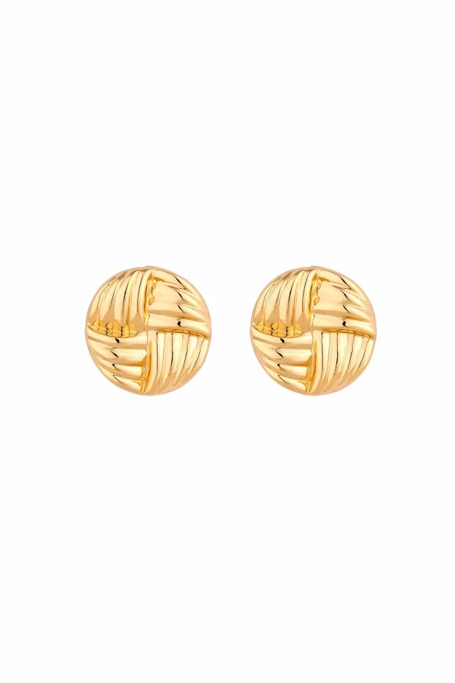 Jon Richard Gold Plated Ridged Statement Stud Earrings
