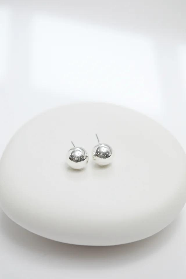 Jon Richard Silver Plated Polished Orb Stud Earrings