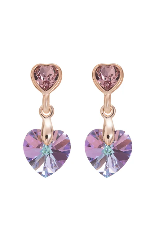 Jon Richard Radiance Collection Rose Gold Plated Pink Heart Drop Earrings - One Size Image 1