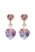 Jon Richard Radiance Collection Rose Gold Plated Pink Heart Drop Earrings - One Size Image 1