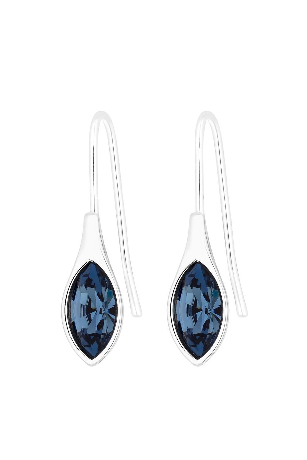 Jon Richard Radiance Collection Silver Plated Denim Blue Polished Drop Earrings - One Size Image 1