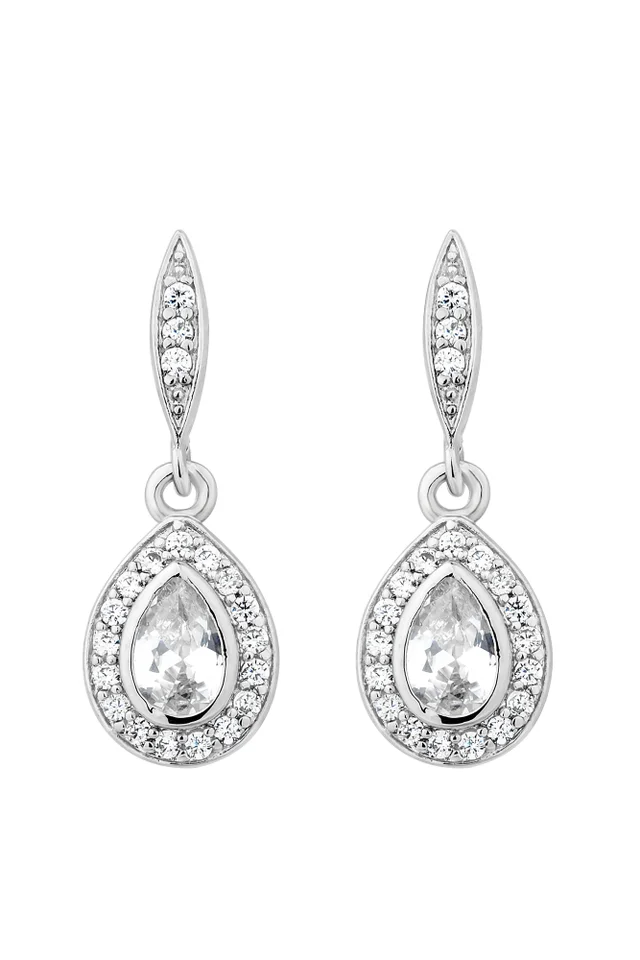 Jon Richard Silver Plated Cubic Zirconia Peardrop Drop Earring