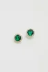 Jon Richard Gold Plated Cubic Zirconia Green Stud Earrings - One Size Image 2