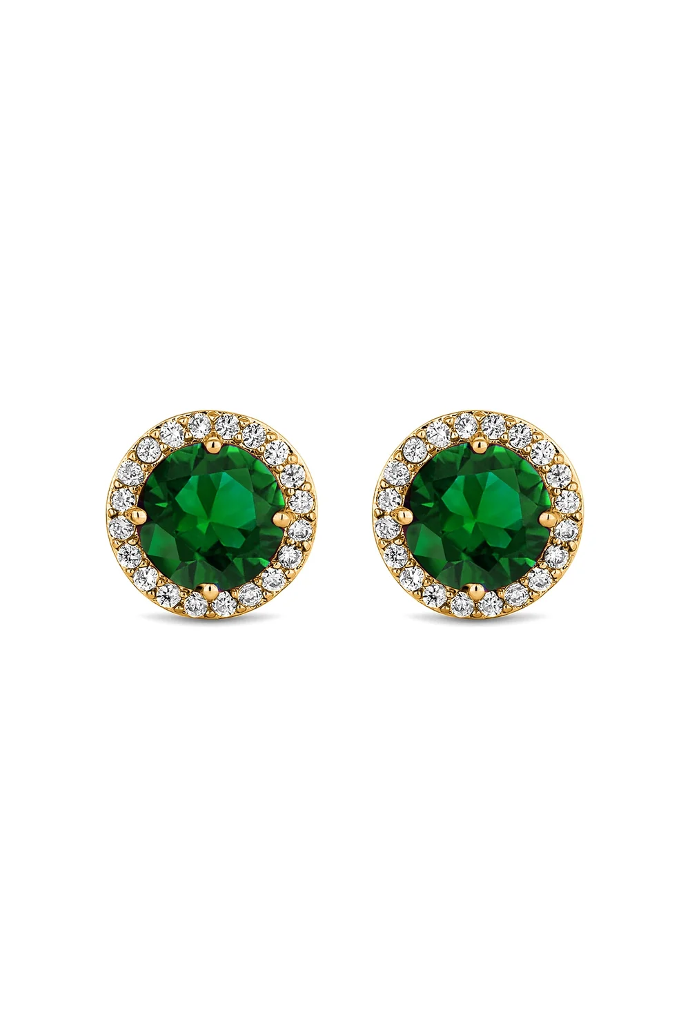 Jon Richard Gold Plated Cubic Zirconia Green Stud Earrings - One Size Image 1