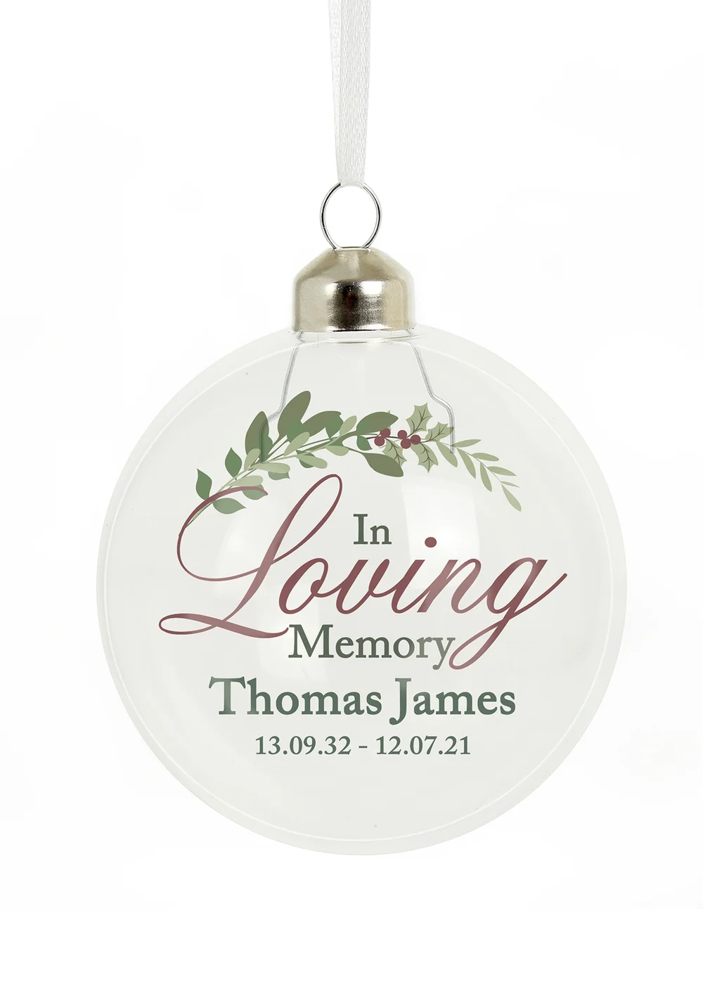 Personalised Memento Company Clear In Loving Memory Glass Bauble - One Size Image 1
