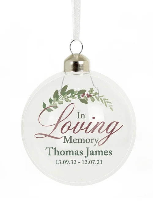 Personalised Memento Company Clear In Loving Memory Glass Bauble - One Size Image 1