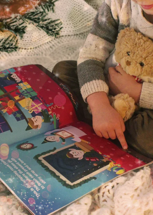 Personalised Memento Company Blue Magical Christmas Adventure Story Book and Teddy Bear - One Size Image 3