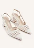 Linzi Florence White Faux Leather Woven Block Court Heels - Size 6 Image 4
