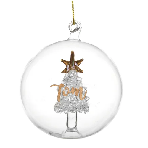 Personalised Memento Company Clear Gold Glitter Name Only Tree Glass Bauble - One Size Image 5