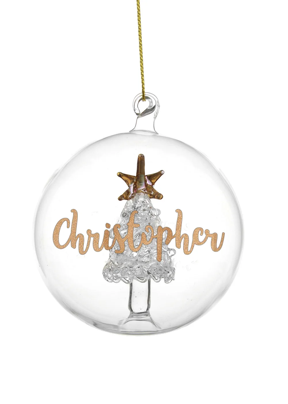 Personalised Memento Company Clear Gold Glitter Name Only Tree Glass Bauble - One Size Image 1