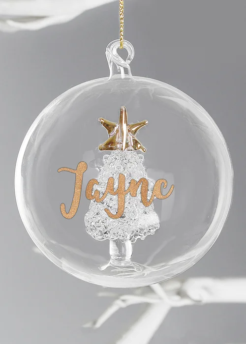 Personalised Memento Company Clear Gold Glitter Name Only Tree Glass Bauble - One Size Image 2