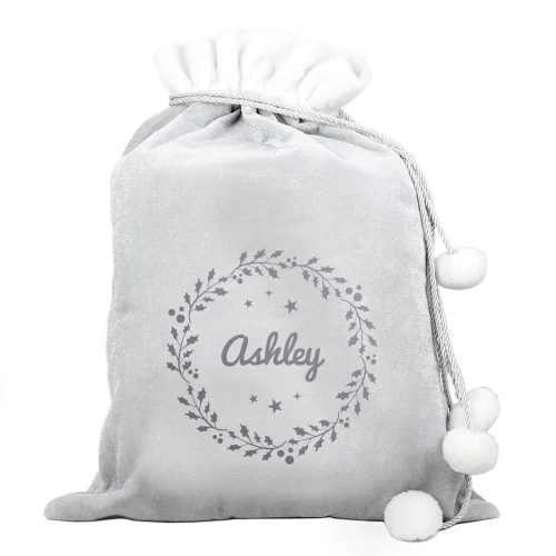Personalised Memento Company Grey Holly Christmas Sack - One Size Image 5