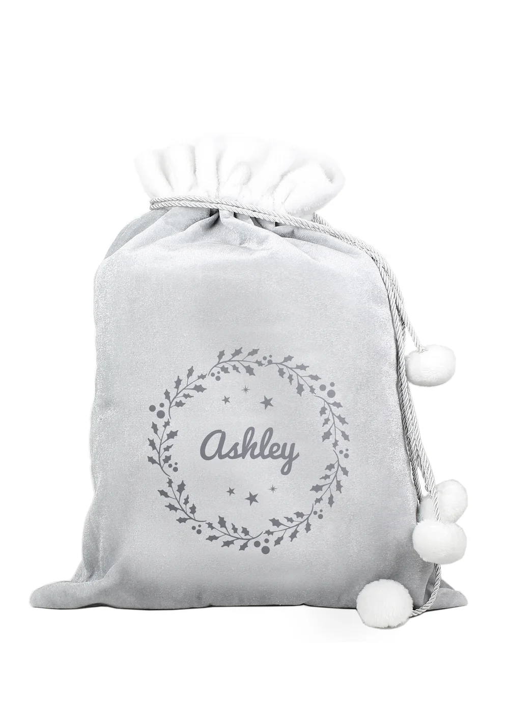 Personalised Memento Company Grey Holly Christmas Sack - One Size Image 1