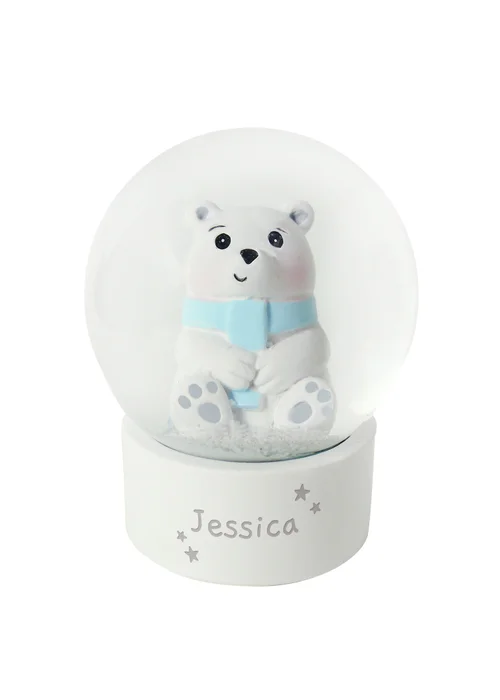 Personalised Memento Company White Polar Bear Snow Globe - One Size Image 1