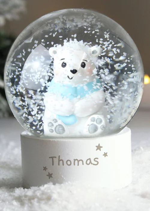 Personalised Memento Company White Polar Bear Snow Globe - One Size Image 2