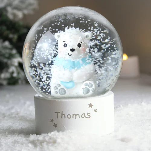 Personalised Memento Company White Polar Bear Snow Globe - One Size Image 4