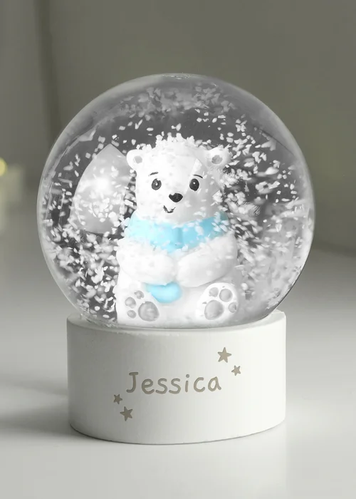 Personalised Memento Company White Polar Bear Snow Globe - One Size Image 3