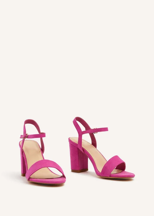 Linzi Skyline Pink Faux Suede Open Back Barely There Block Heeled Sandal - Size 5 Image 3