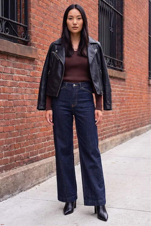 Roman Indigo Wide Leg Stretch Denim Jeans - 14 Image 2